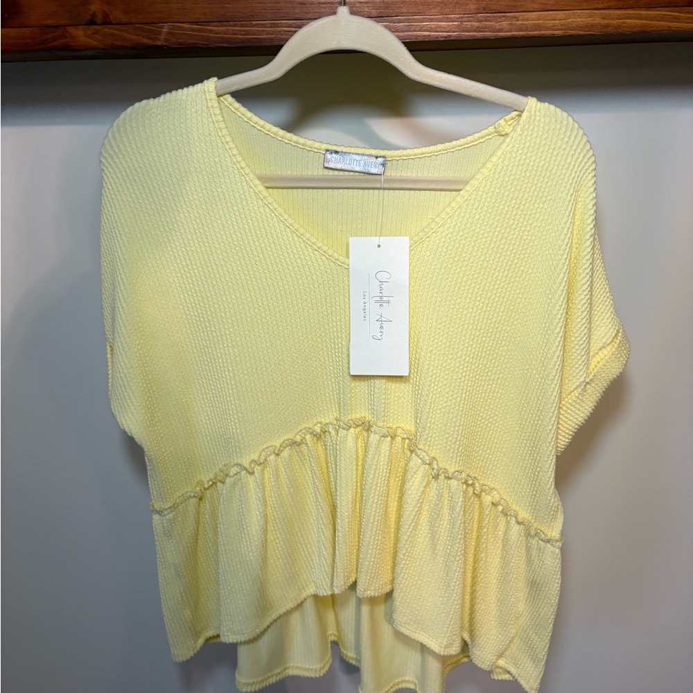 Charlotte Avery Light Yellow Ruffled Blouse